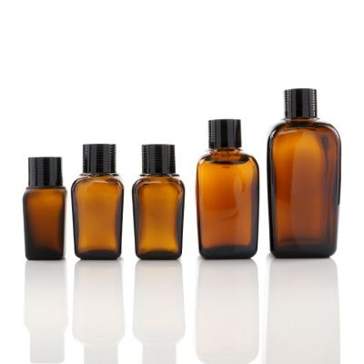 High quality skin care package square amber glass essential oil bottles 