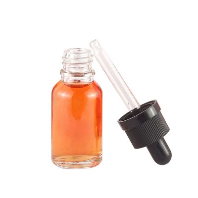 High Quantity 15ml 1oz clear glass bottle for essential oil with dropper 