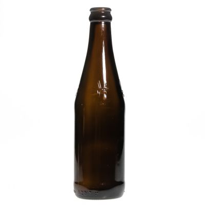 OEM 350ml 12oz Round Soft Beverage Bottles Amber Empty Glass Beer Bottle with Crown Cap 