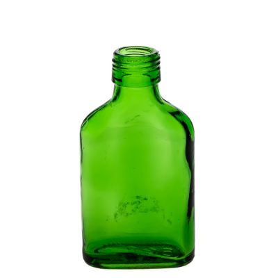 New Design Flat Square 100 ml Green Glass Spirit Bottle 3oz Wine Glass Vodka Bottle 