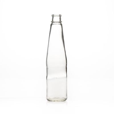 Customized Glass Beverage Bottle Design 400ml Round Clear Empty Glass Juice Bottle with Lids 