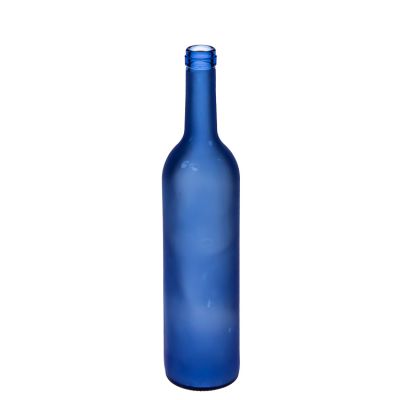 Frosted Blue Round Bordeaux Bottle 750 ml Glass Red wine Bottle Liquor Bottle