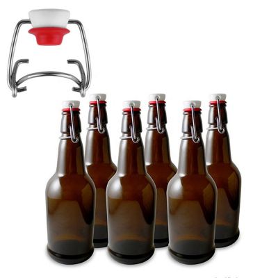 High Quality 16oz Hot Sale Amber Clear Glass Beer Bottle with Swing Top 