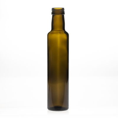 wholesale Price Tawny Coloured Round 250ml Small Glass Bottles for Olive Oil with Shrink Cap 