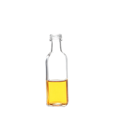High quality mini pony size empty square clear 100ml olive oil bottle glass with screw cap 