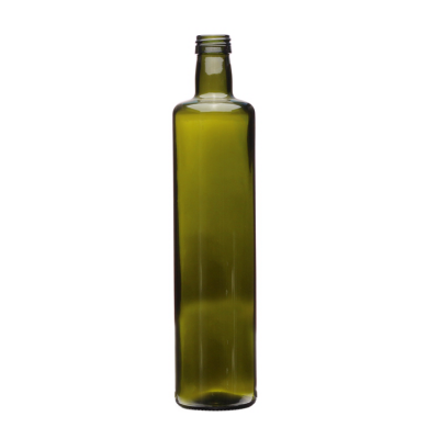 High quality round shape 750ml green sauce vinegar glass olive oil bottles with screw cap 