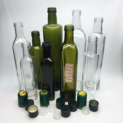 Amber green clear glass cooking palm oil bottle with lid wholesale 