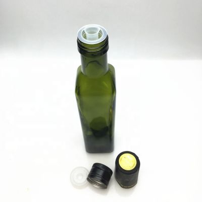 Dark green olive oil 250ml glass bottle with black cap wholesale 