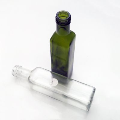 25CL 250ml clear or green color square olive oil glass bottle with cap wholesale