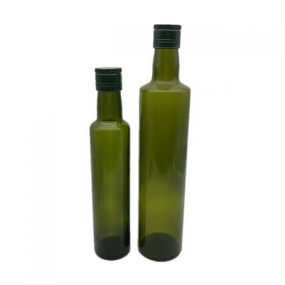 Food grade 250ml 500ml green round olive oil glass bottle with cap 
