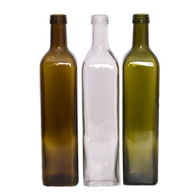 250ml 500ml 750ml colored square shaped oil glass bottles with caps 