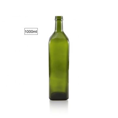 1000ml Square Bottle Quadra Antique Green Olive Oil Glass Bottle 