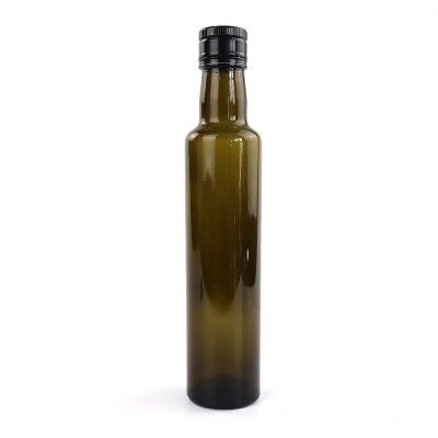 Wholesale round small olive oil bottles empty clear green marasca 250ml 280ml glass olive oil bottle 