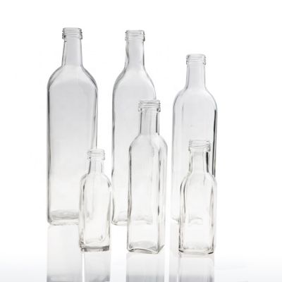 Wholesale High Quality Square Empty Clear 100ml 150ml 250ml 500ml 750ml 1000m Cooking Vinegarl Olive Oil Glass Bottle 