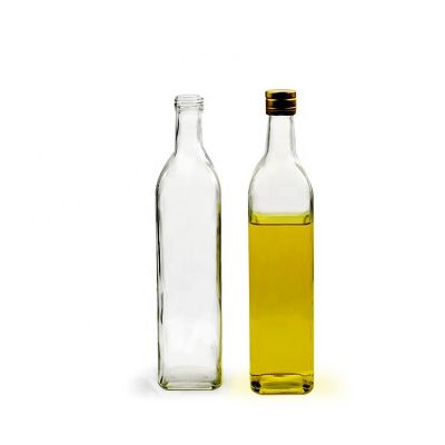 Wholesale High Quality Square Small Oil Vinegar Bottle Empty Clear 750ml Glass Cooking Olive Oil Bottle 