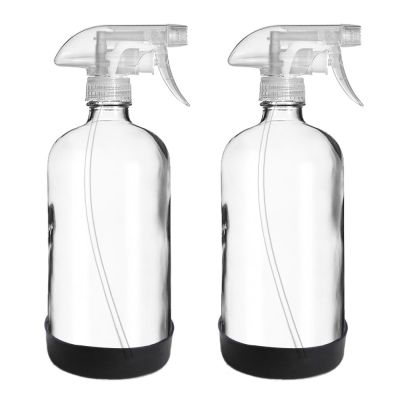 500ml Fine Mist Glass Sprayer Bottles with Plastic Trigger Spray Lid with Silicone Sleeve 
