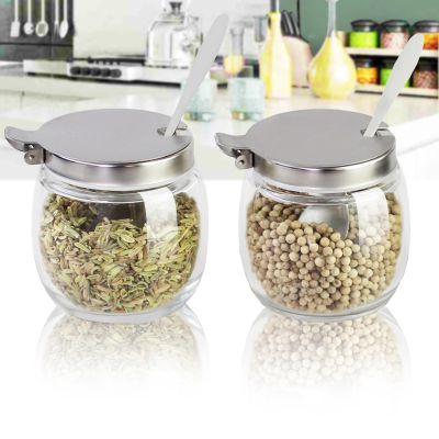 Custom Made Clear Seal Shaker Spice Jar Stand 7oz Spice Jar 220ml Glass Jar with Metal Lids 
