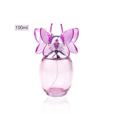 Colorful Gradient 50ml 100ml Flat Perfume Bottle with Cute Plastic Flower Sprayer 