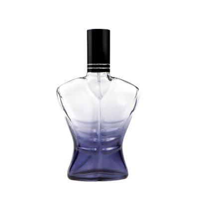 100ml Clear Men Body Shape Perfume Glass Bottle Wholesale with crimp Pump 