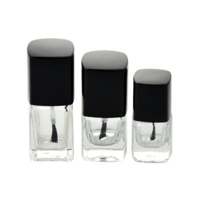 Square shape nail polish glass bottle 5ml 10ml 15ml transparent glass nail polish 