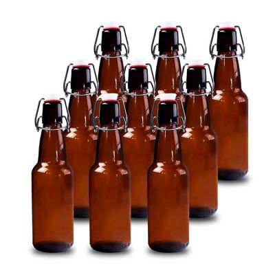 300ml Amber Glass Beer Bottles for Home Brewing with Flip Caps 