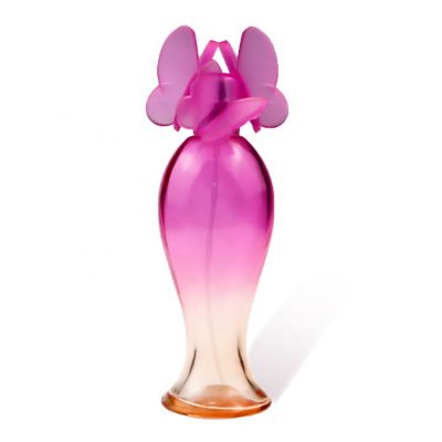 105ml Beauty Body Shape Gradual Pink Color Perfume Glass Bottle With Pump Sprayer Flower Cap For Woman 