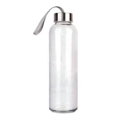 portable 500ml round glass water bottle sports bottle with stainless steel lid