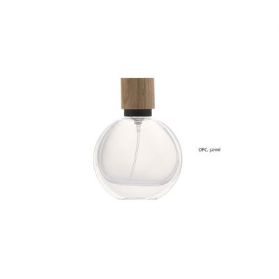 Wooden spray cap 50ml glass perfume bottle luxury 