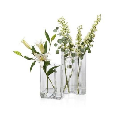 Hand-Blown and Handmade Clear Glass Flower and Filler Vase 