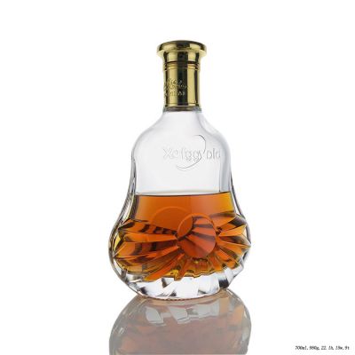 Customized Clear 700ml Xo Brandy Glass Bottle 