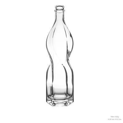 Custom Empty New Design Polygonal Bottom 700ml Unique Shape Wine Bottle 