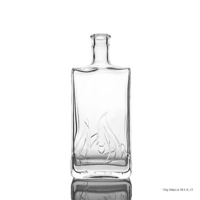 Empty Square Flint Clear Glass 500ml Glass Bottle For Liquor 