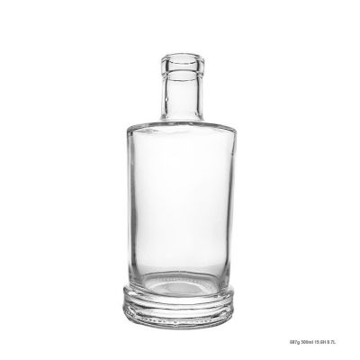 Wholesale High Clear 500ml Gin Bottle Rum Bottle With High Polymer Cork 
