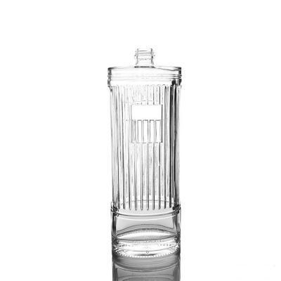 Custom Design 1 Liter 950ml Ribbed Fancy Glass Liquor Bottle Wholesale 