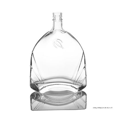 Top Quality Wholesale Clear 1 liter Glass Bottle For Brandy XO Cognac 