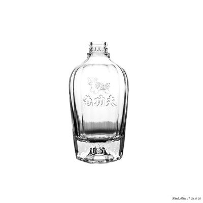 500ml Customized Logo Spirit Liquor Clear Bottle Wholesale 