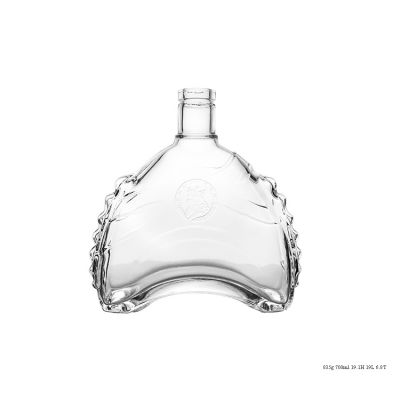 Crystal White Glass 700ml Brandy Glass Bottle Brandy Xo Bottle For Wholesale 