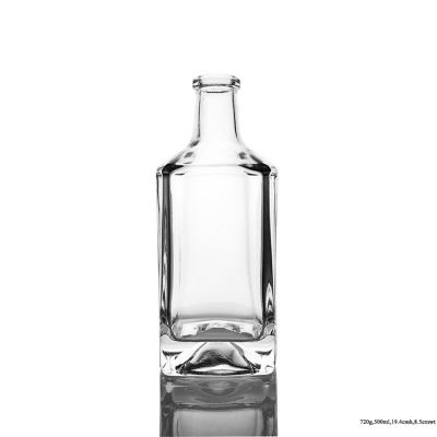Heavy Base 500ml Square Glass Bottle for Vodka Tequila Spirit 