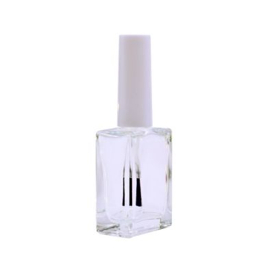 square glass bottle flat shape 15ml nail polish bottle with brush 