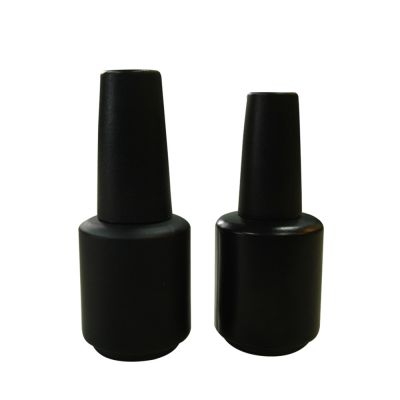 15ml Black Round Glass Cosmetic Nail Polish Bottle with Cap and Brush