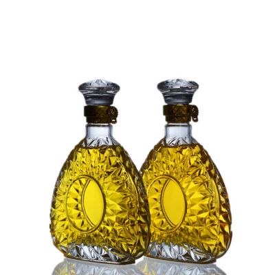 250ml ice flowers shape liquor glass bottles for XO brandy with cap 