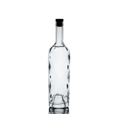 Factory Cheap price 750ml diamond engrave glass bottle for vodka whisky wine 