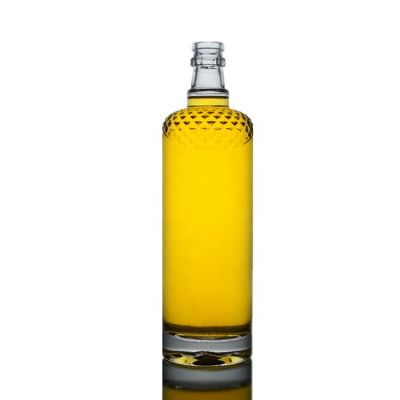 500ml high quality empty embossed thick bottom liquor bottle glass for whisky 