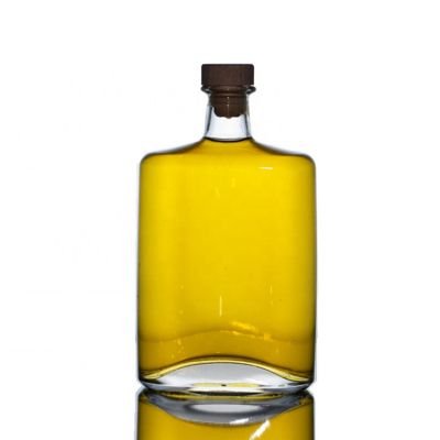 Custom 500mL 750mL Flat Alcohol Glass Bottle for Vodka Whiskey Wine Liquor Bottle 