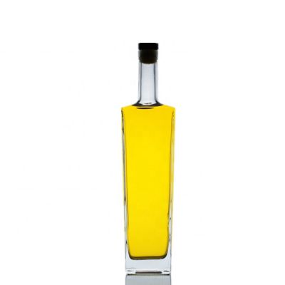 Liquor flat square bottle for gin empty glass liquor bottle 700ml 