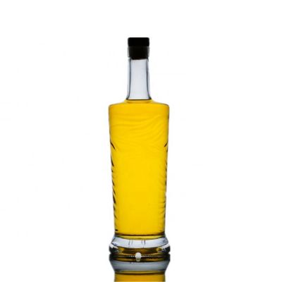 luxury embossed logo 1000ml drinking glass liquor bottle whisky bottles