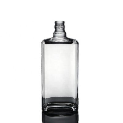 Clear Transparent Rum Bottle 500ML Square Glass Liquor Bottle For Spirits