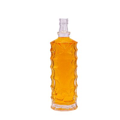 custom unique full embossed shaped glass spirit bottle for whisky gin 600ml