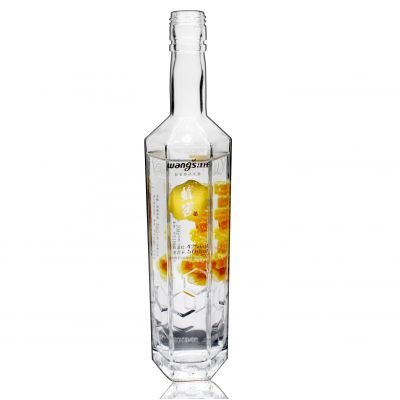 Custom Screw Lid Transparent Crystal Glass Evian 500ml Glass Wine Bottle