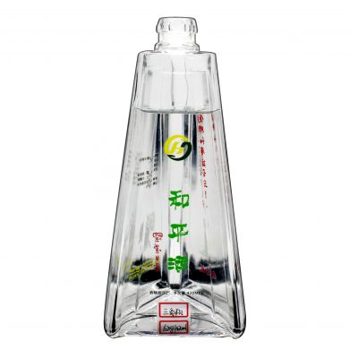 420ml clear and sprayed color rectangle shape glass vodka bottle with logo